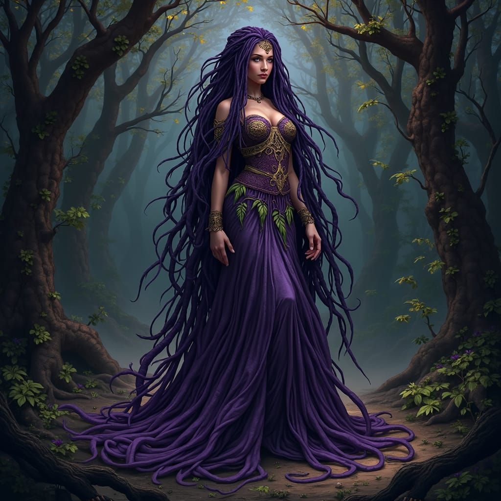 Celtic Goddess with Glowing Eyes in Art Nouveau Style