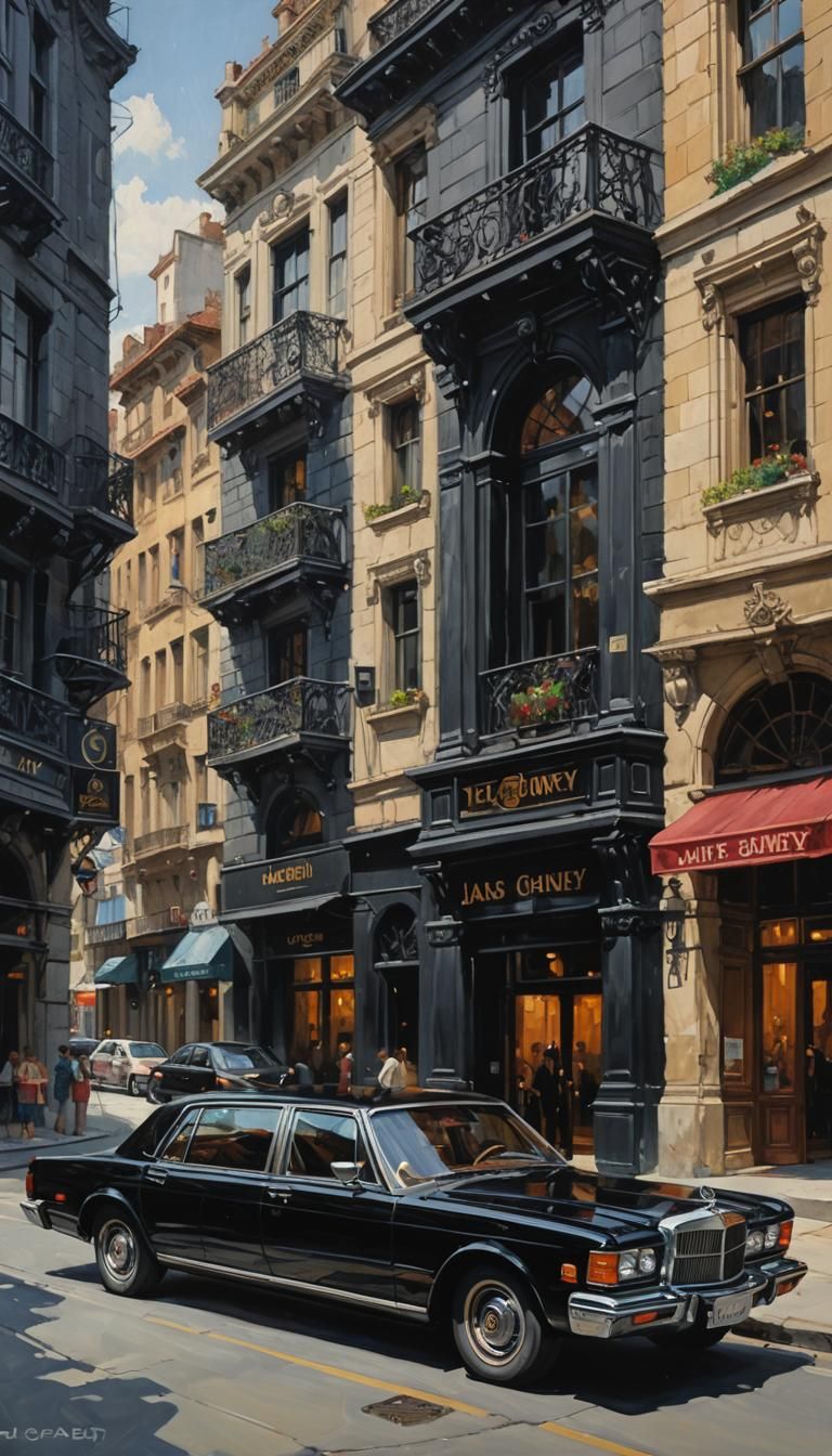 Black Luxury Car as Oil Painting