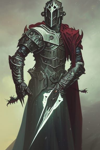 Vampire Paladin in Dark Red Armor: Dark Fantasy Art
