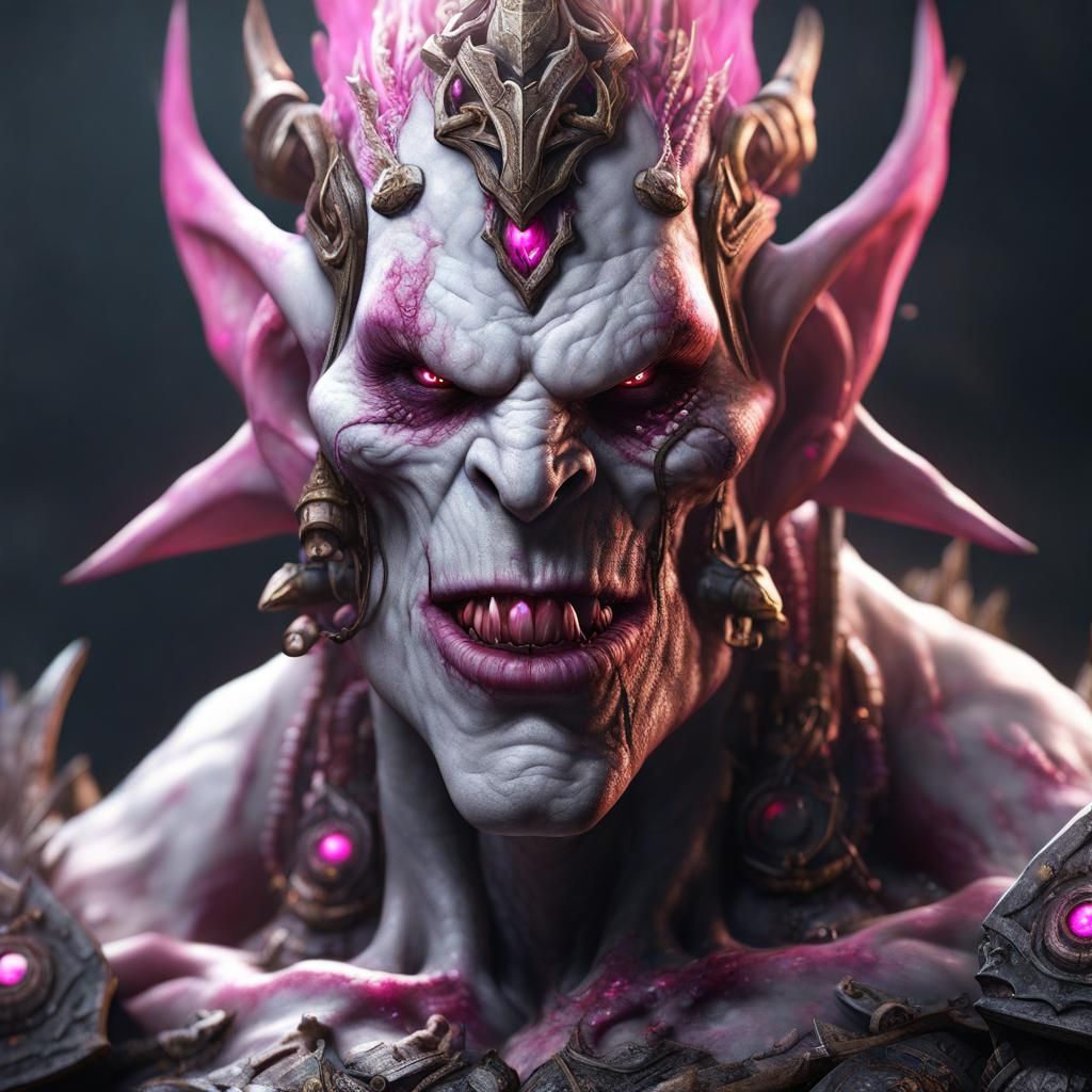 Pink Eyed Half Ork Fantasy Concept Art