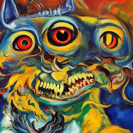 Surreal Cat Teeth Fairy in Oil Painting Style