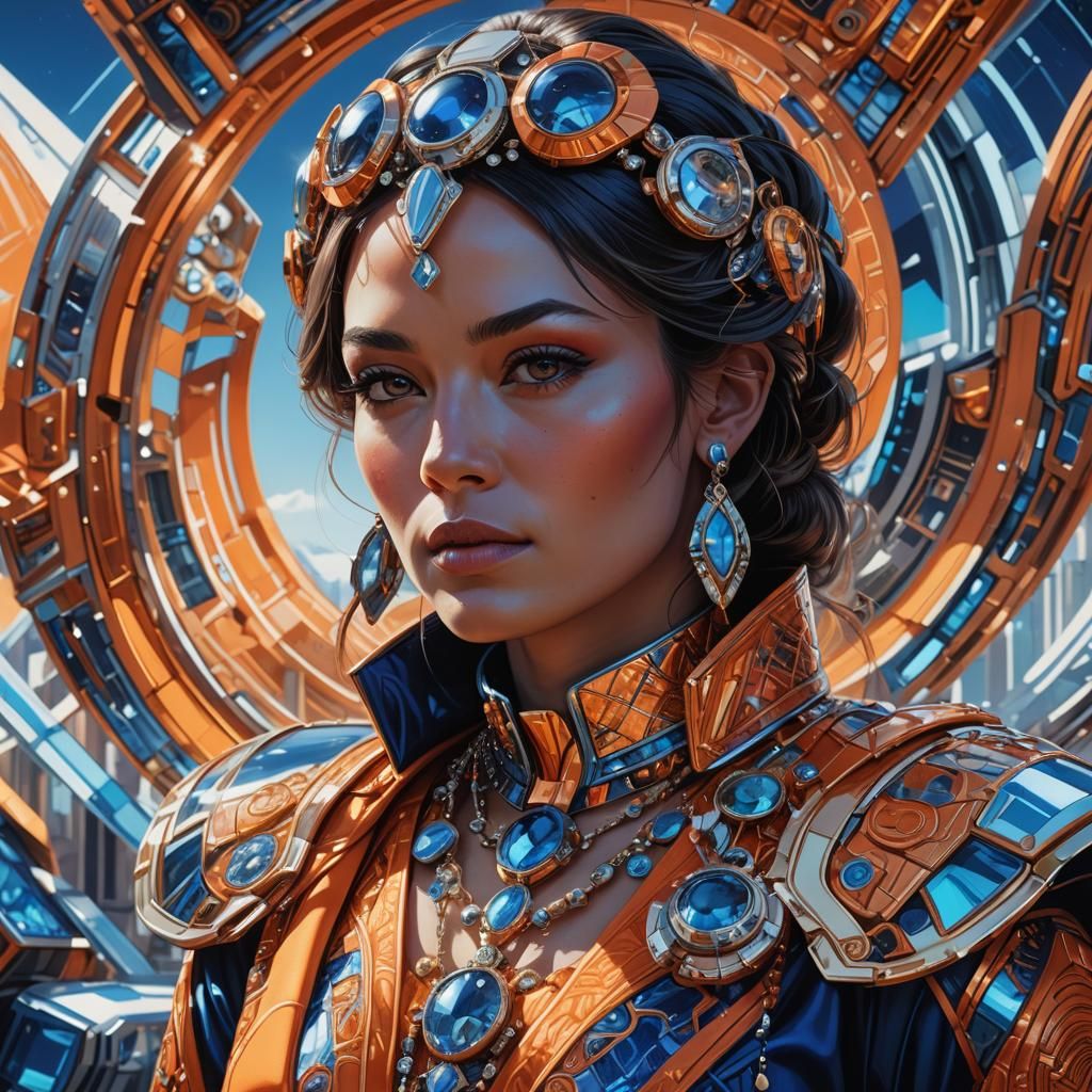 Woman in Futuristic Clothing: Syd Mead Inspired Digital Art