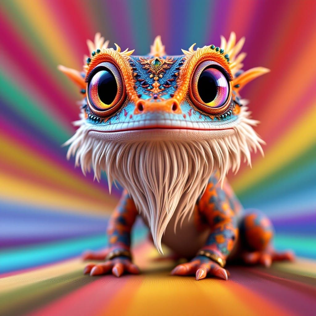 Gothic Bearded Dragon with Multicolored Eyes
