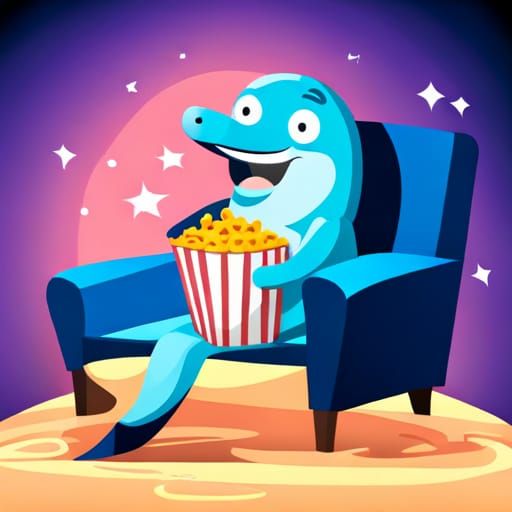 Dolphin at the Cinema: 3D Digital Art