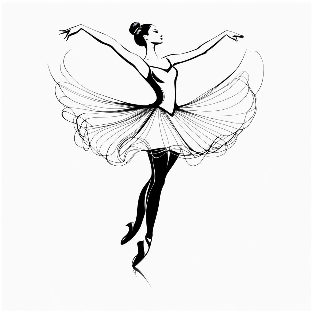 Minimalist Line Art: Ballerina in Silhouette