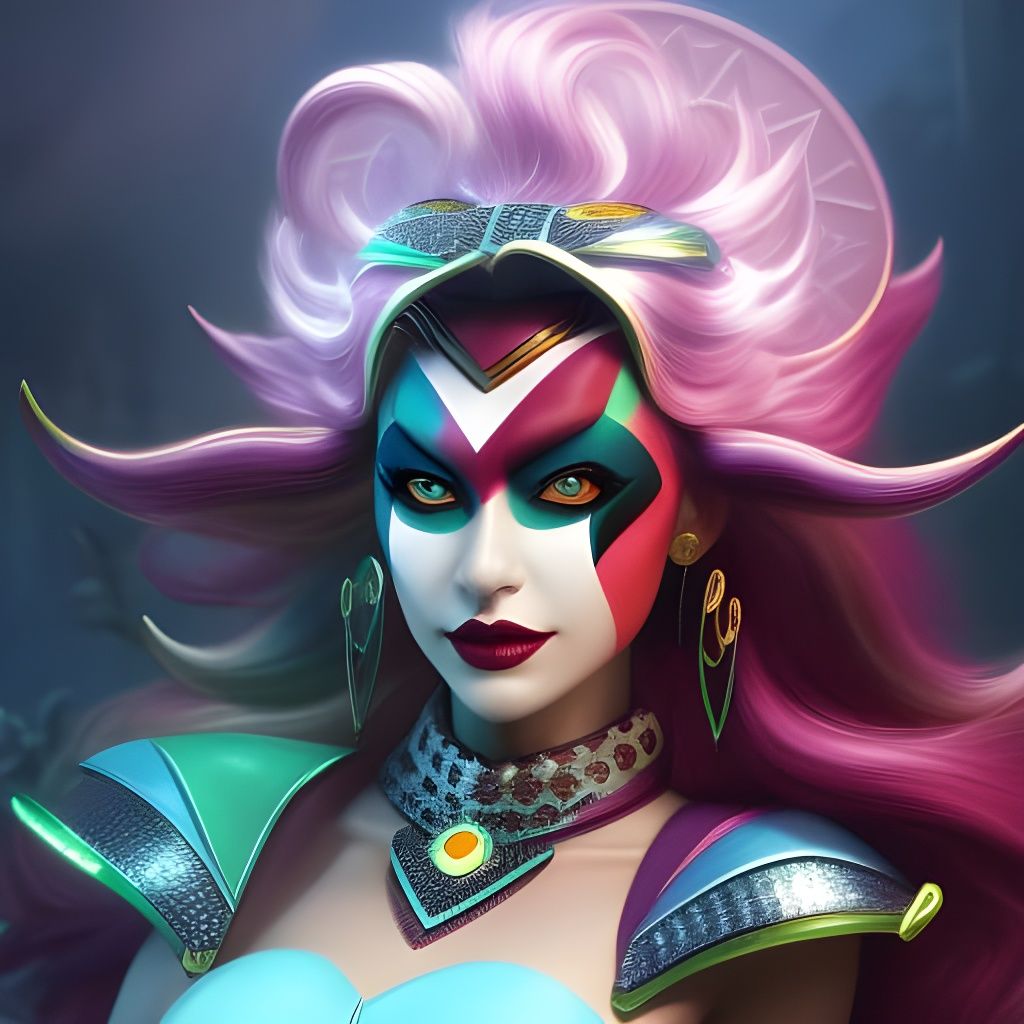 Expressive Harlequin Elf in Digital Art Style