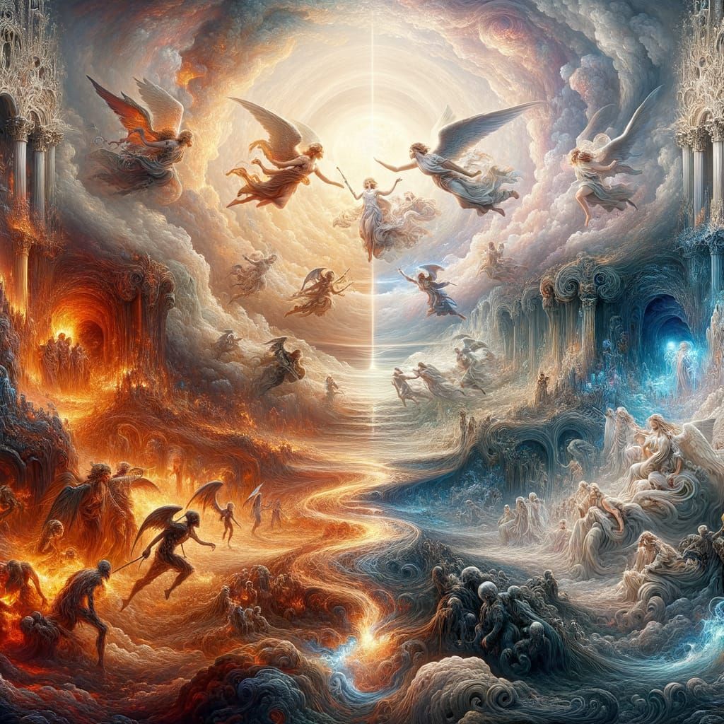 Heaven and Hell Merge in Art Nouveau Style