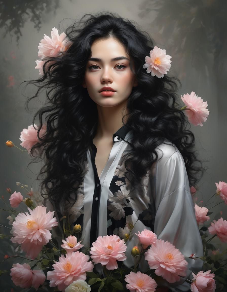 Elegant Lady Portrait in Airbrush Style