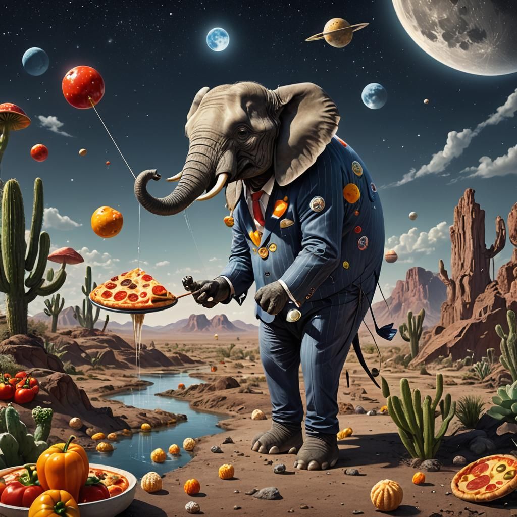 Pinstripe Elephant's Lunar Fishing Trip: Syd Mead Style