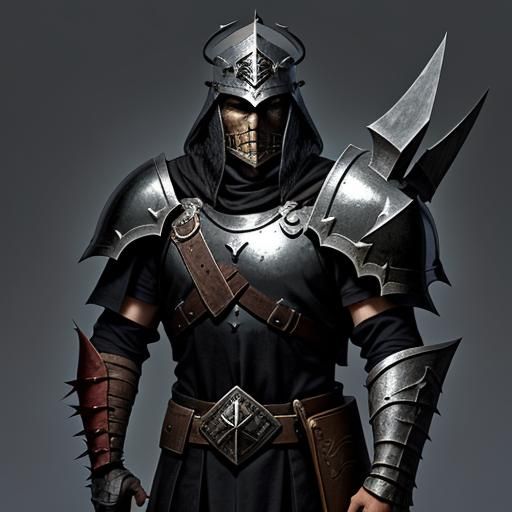 D&D Paladin with Warhammer and Thorn Shield