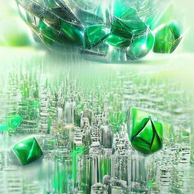 Green Crystal Matrix: 3D Hyperrealism Concept Art