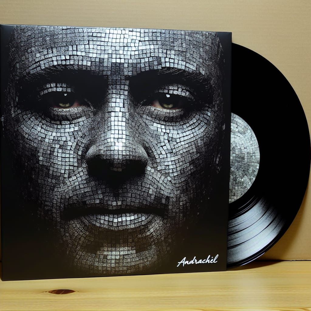 Mosaic Album Cover with Vinyl Record