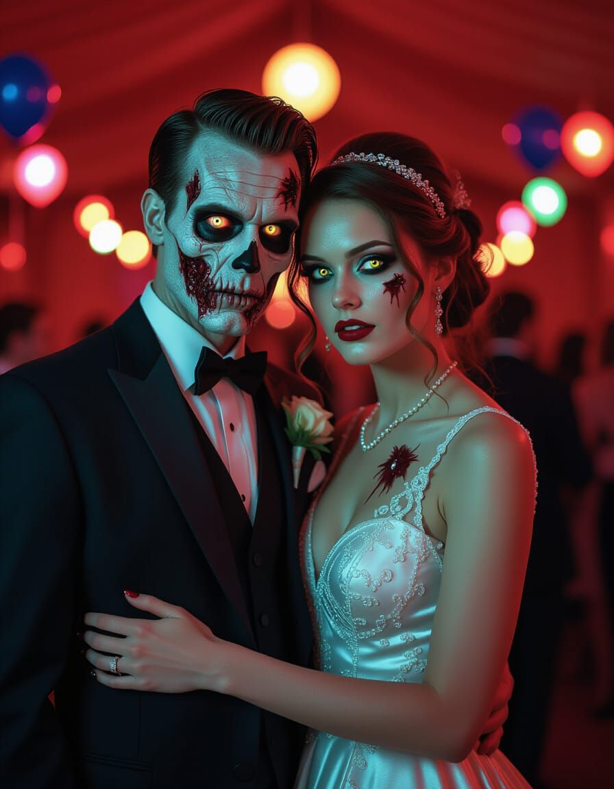 Zombie Couple's Gothic Romance at Prom: Kodak Ektar Portrait