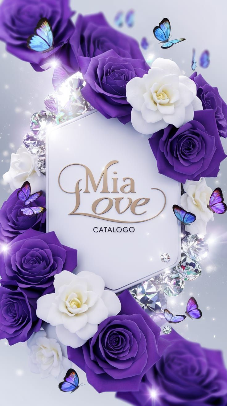 Luxurious White Card with Roses and Diamonds in 3D