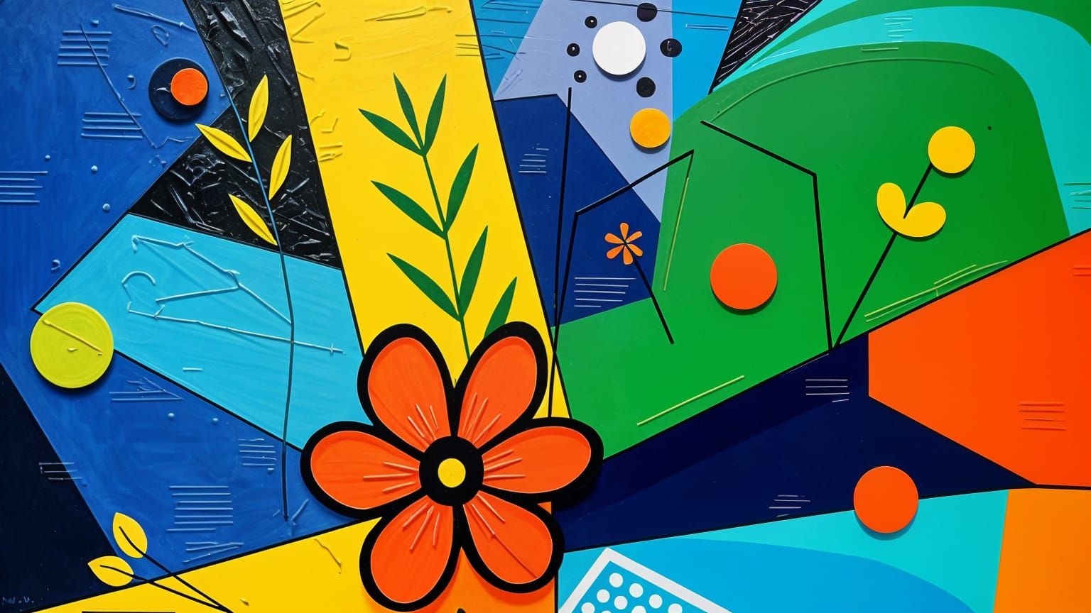 Vibrant Brazilian Northeast Abstraction in Style of Romero B...