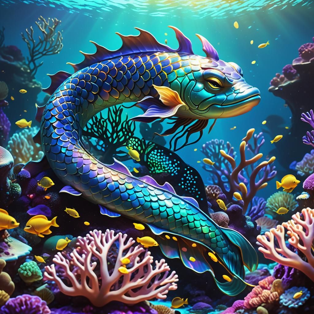 Siren's Slumber: Electric Eels in a Coral Reef