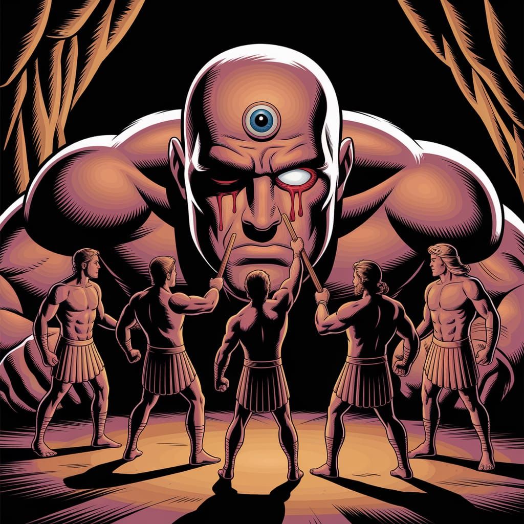 Cyclops Eye Stabbed in a Marvel Comic Style