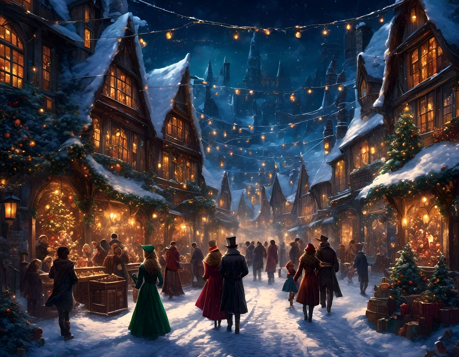 Dark Fantasy Christmas Caroling in Hogsmeade