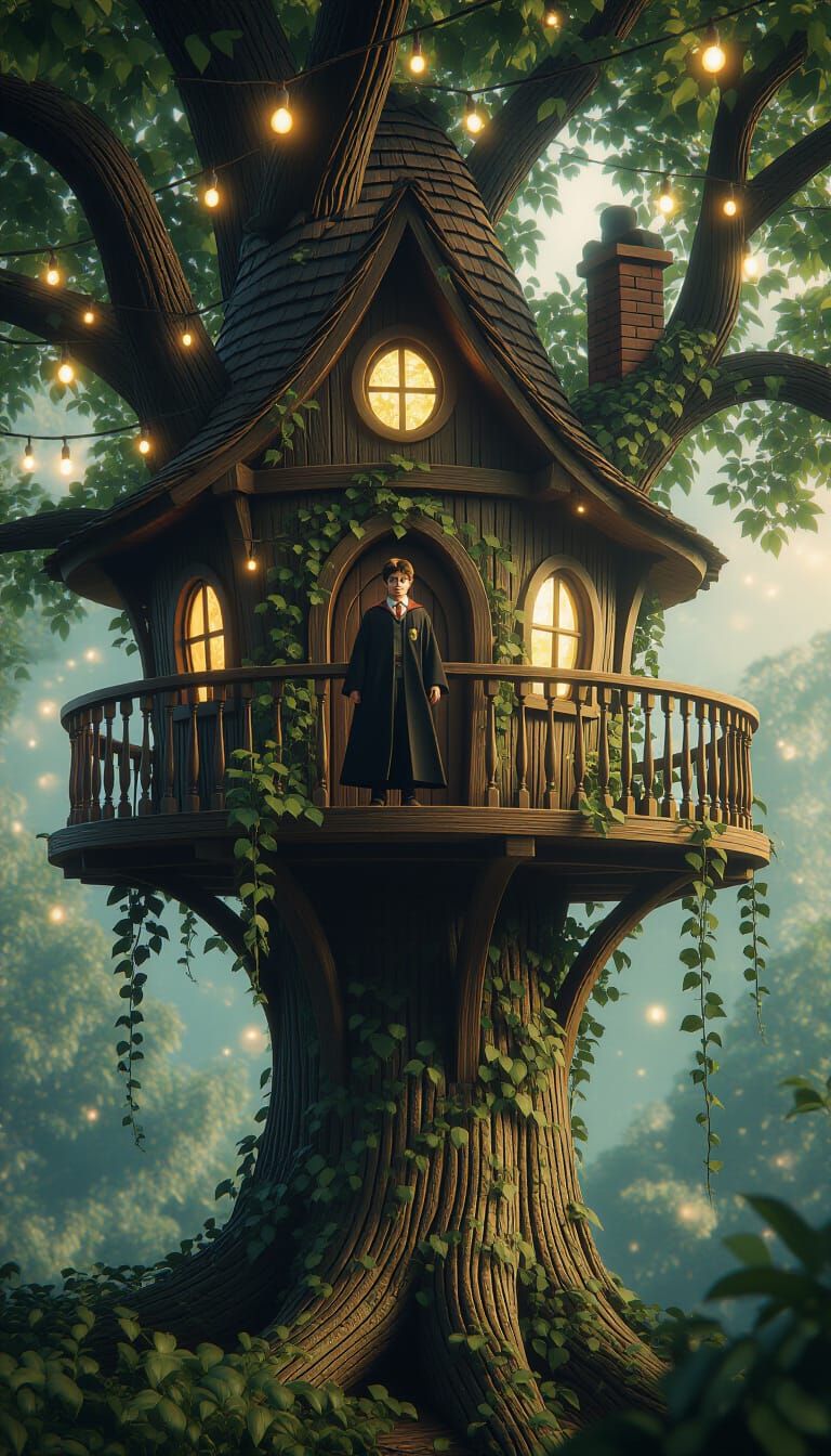 Harry Potter's Magical Treehouse: A Cinematic Still