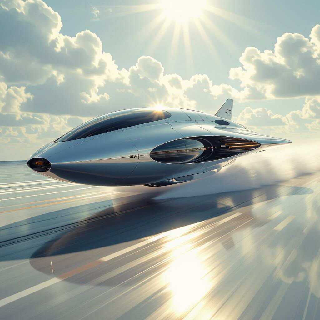 Futuristic Spaceship Gleaming in Sunlight: Photorealistic St...