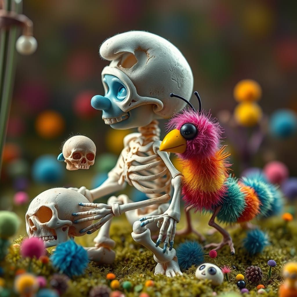 Smurf Skeleton Reassembled by Pom-Pom Creatures