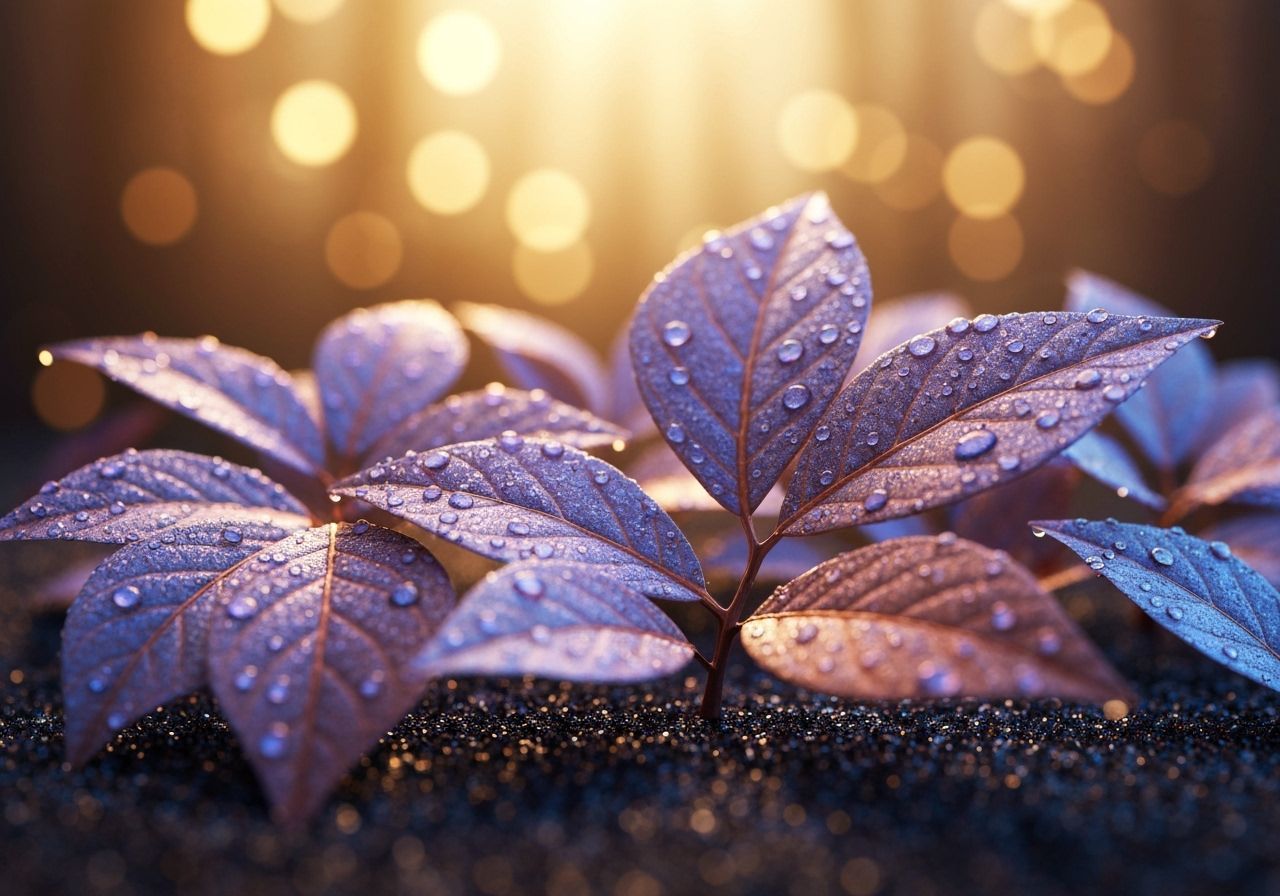Metallic Leaves in Mystical Forest Light