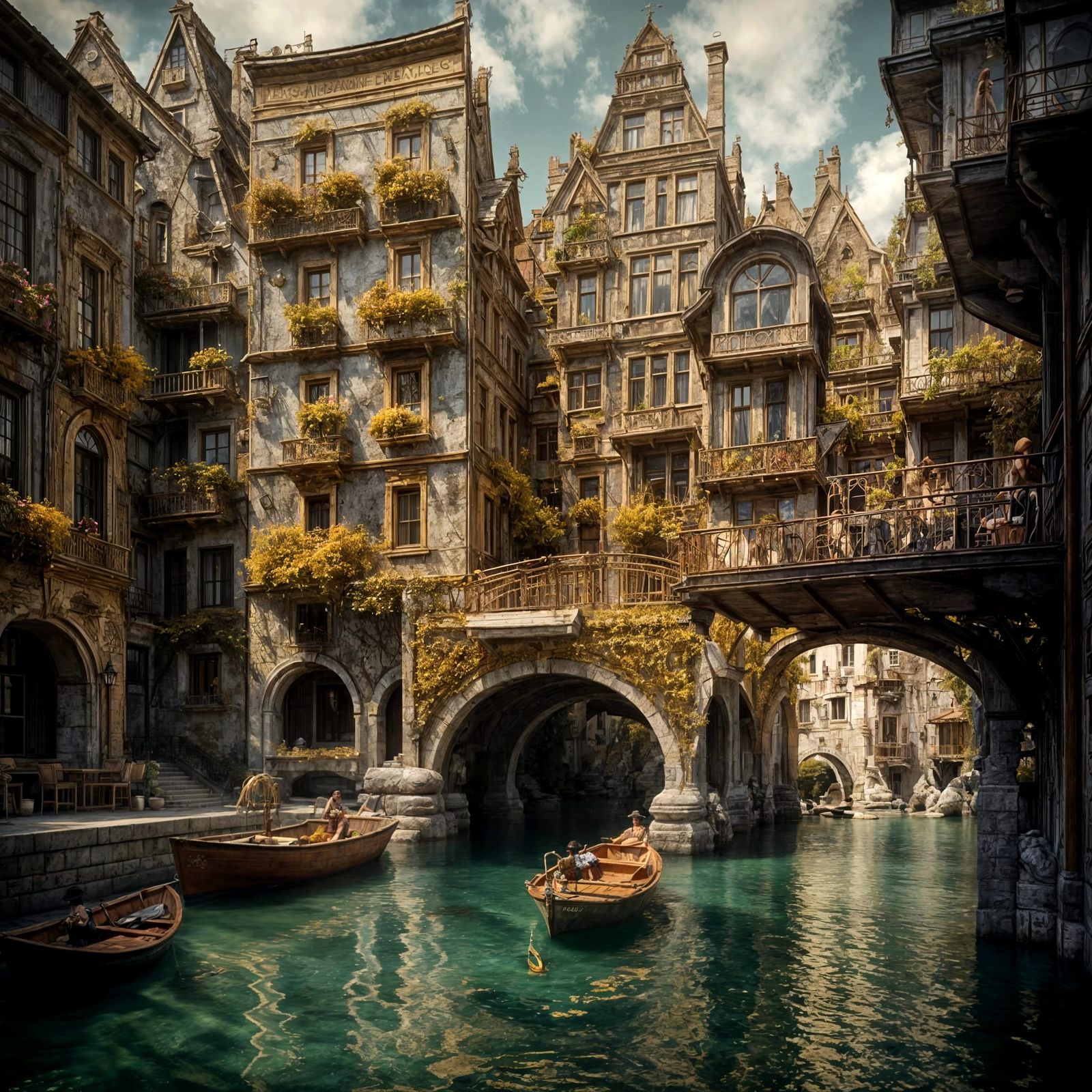 Abstract Cycles and Gold Matte Painting in 8K