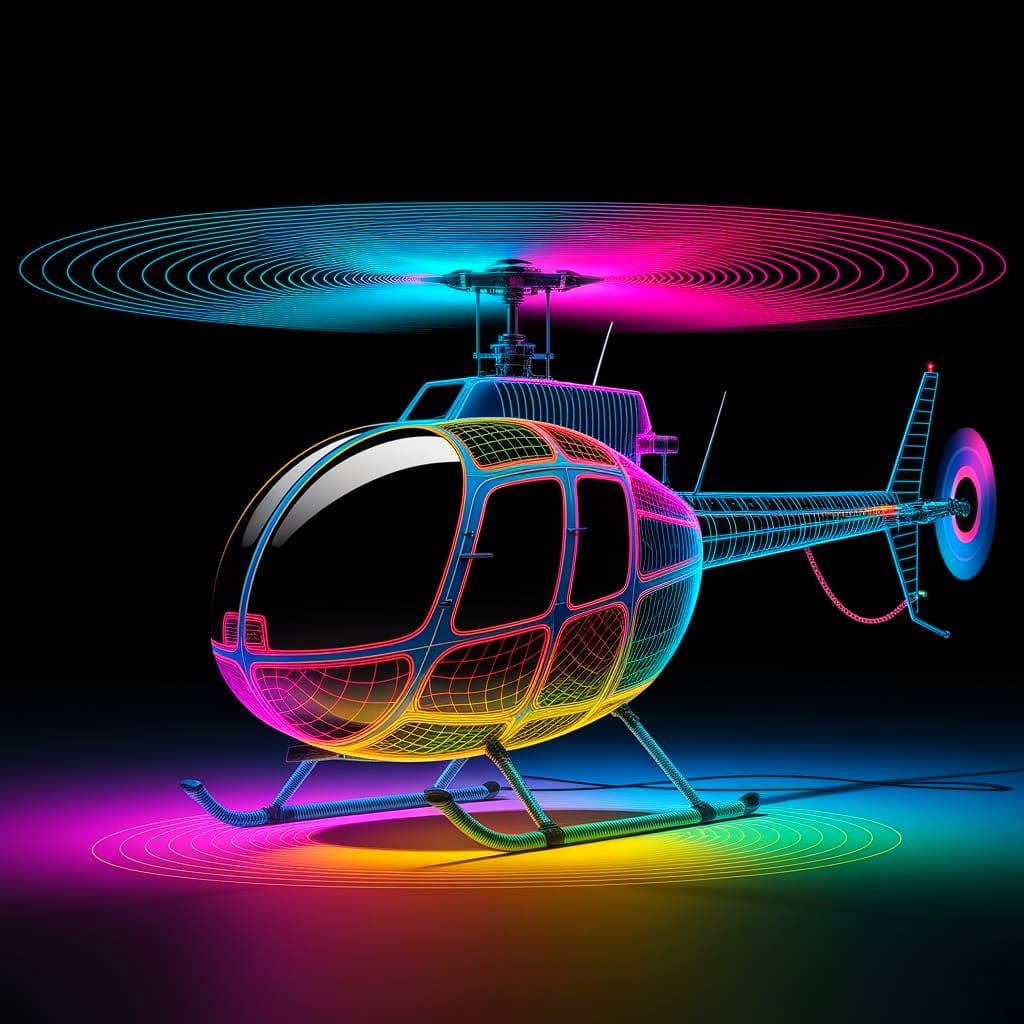 Vibrant Spirograph Helicopter Light Painting