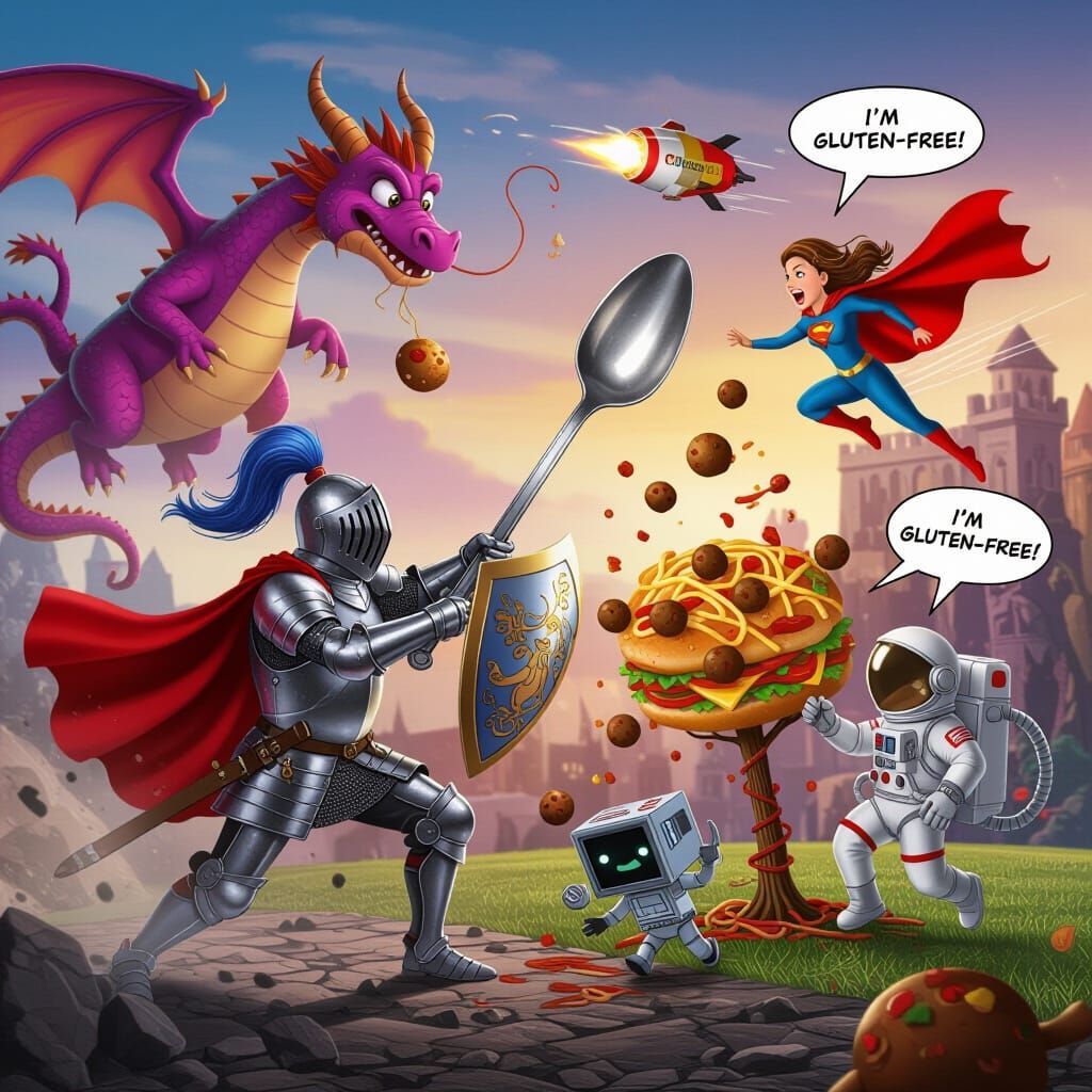 Knight Charges with Spoon, Dragon Glitches in Surreal Comedy...