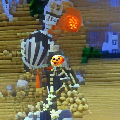 Spooky Skeleton with Jack-o'-Lantern Head
