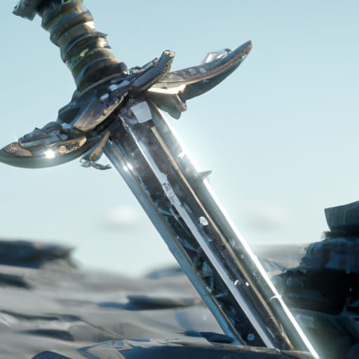 Intricately Detailed Stone Sword in 3D Game Style