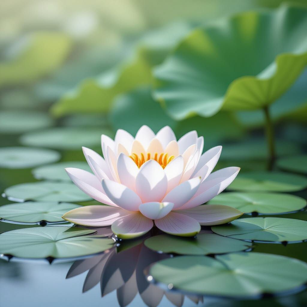 Minimalist Japanese Lotus in Hyperdetail