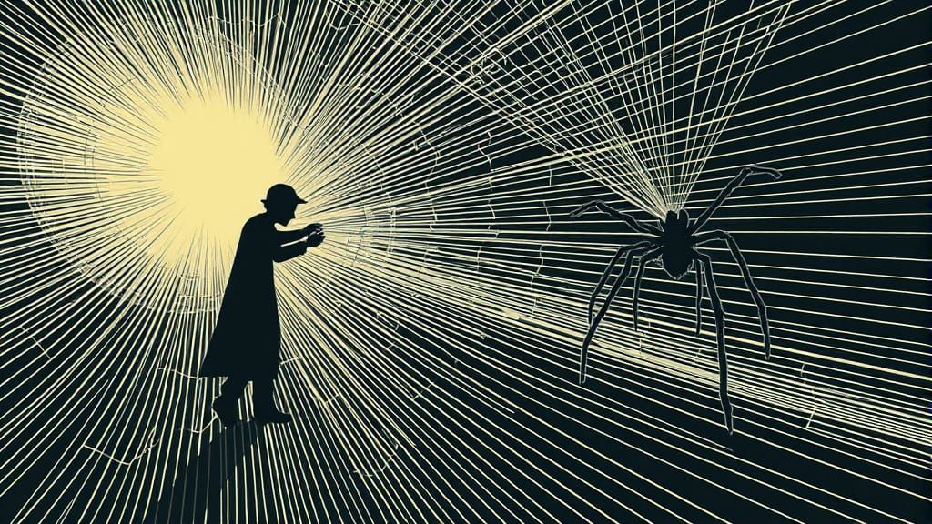 Cosmic Weavers Unravel Reality in Op-Art Surrealism