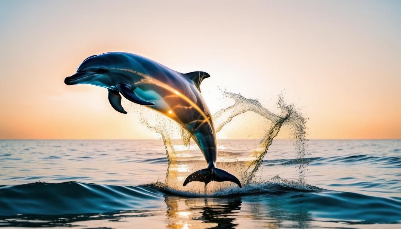 Electric Double Exposure Dolphin Silhouette at Golden Hour