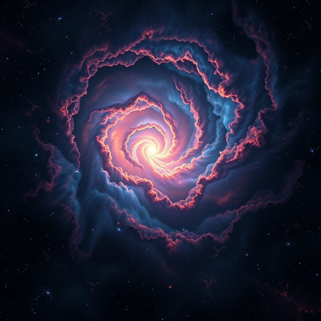 Cosmic Nebula Digital Painting with Galaxies