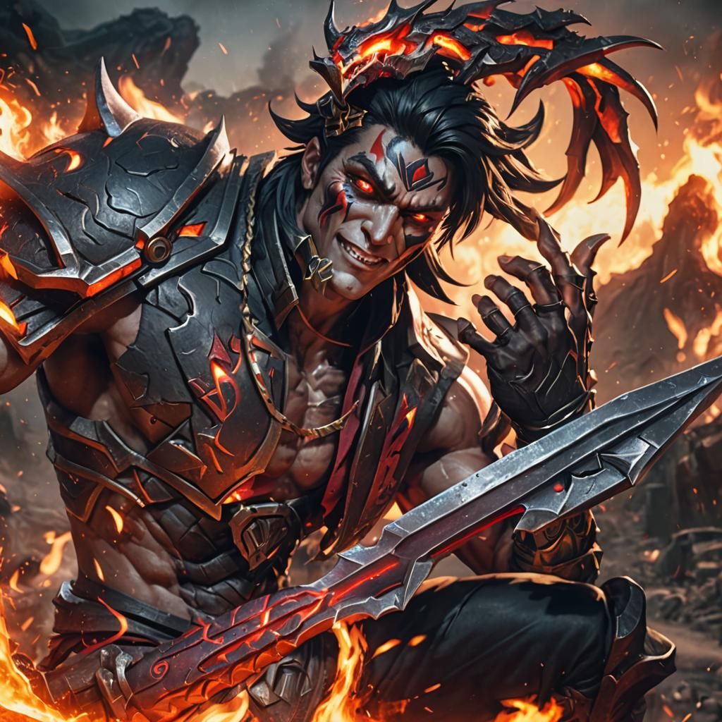 Kayn and Rhaast Lava God Digital Art