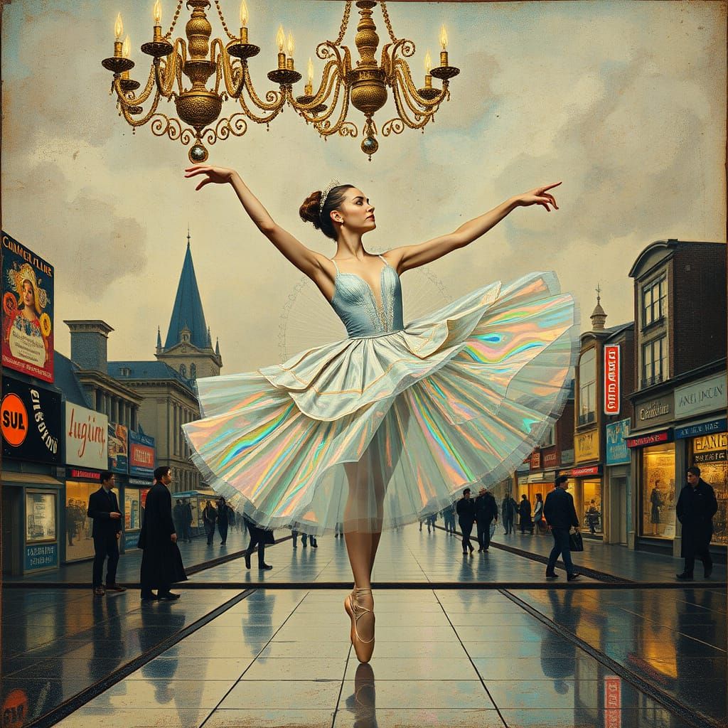 Ballerina in a Dystopian Cityscape