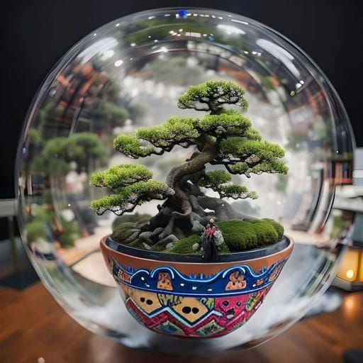 Detailed Bonsai Tree in Ornate Pot
