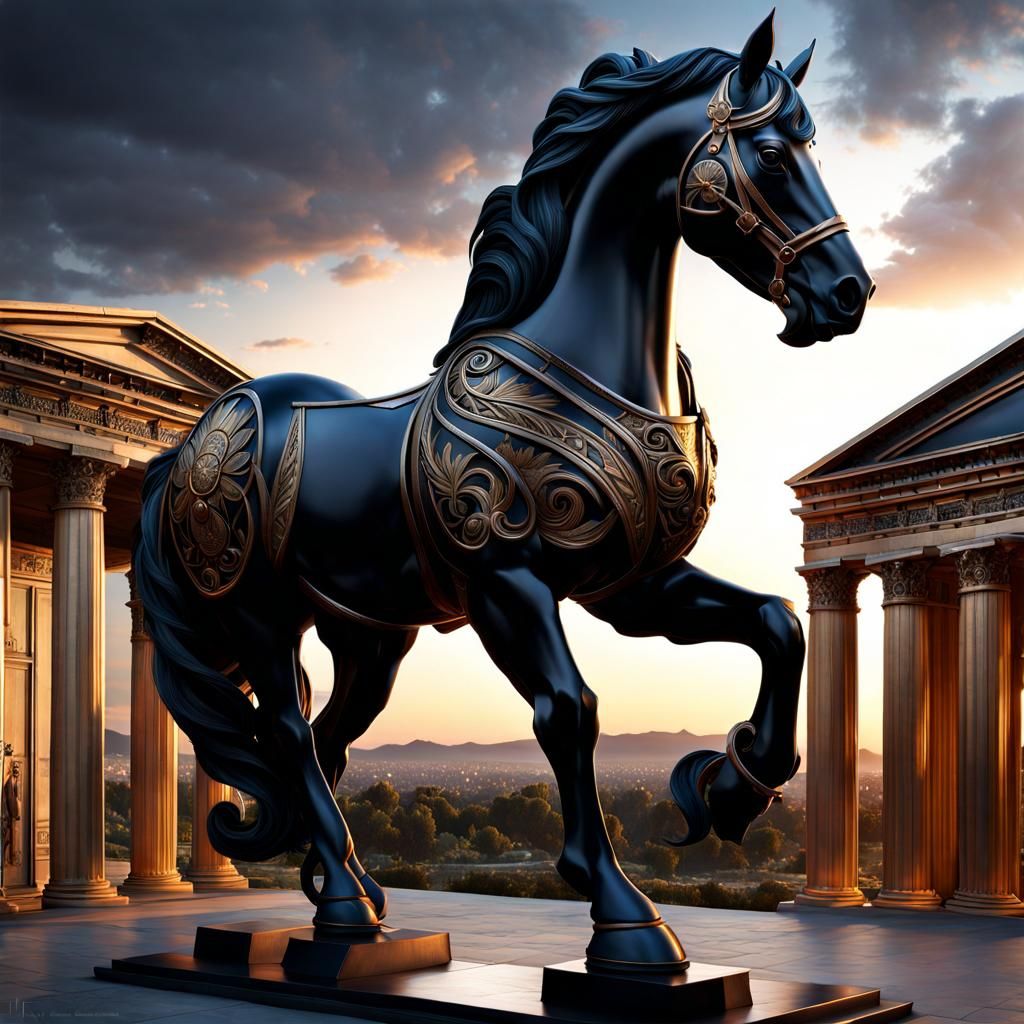 Magnificent Trojan Horse Entering Troy: Gothic Art