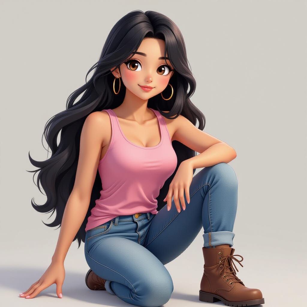 Hawaiian Teen Girl in 3D Anime Art Style