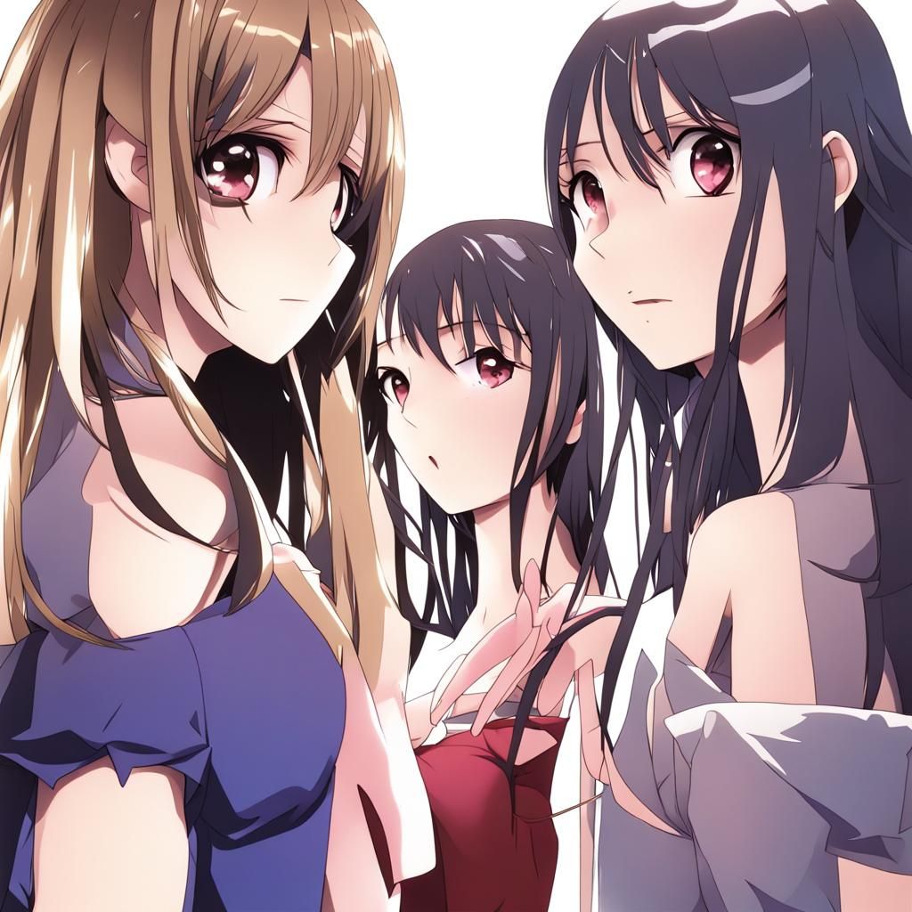 Anime Girls in Japanese Manga Style