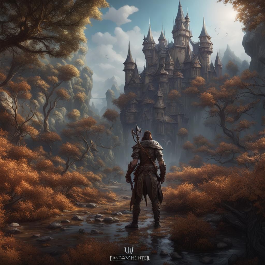 Detailed Fantasy Hunter in Matte Painting Style