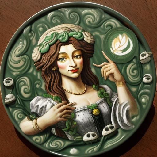 Medusa Latte Art in Baroque Impressionist Style