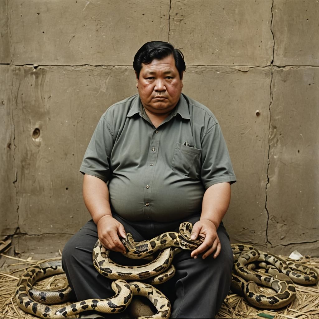 Portrait of a Snake Breeder in Color Photography