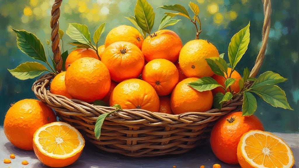 Oranges in Basket: Expressionist Still Life