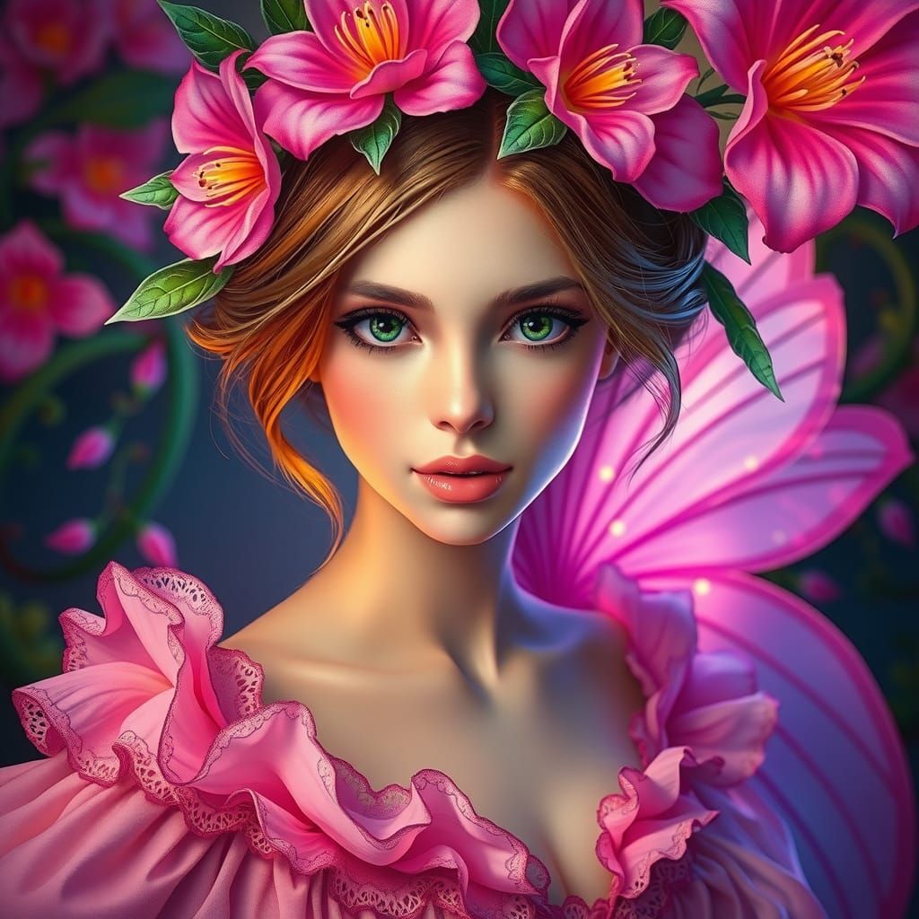 Enchanting Fairy Portrait in Ornate Digital Art Style