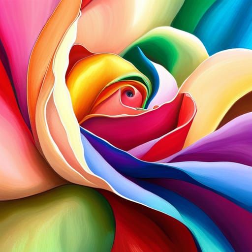 Abstract Rainbow Rose with Complementary Colors