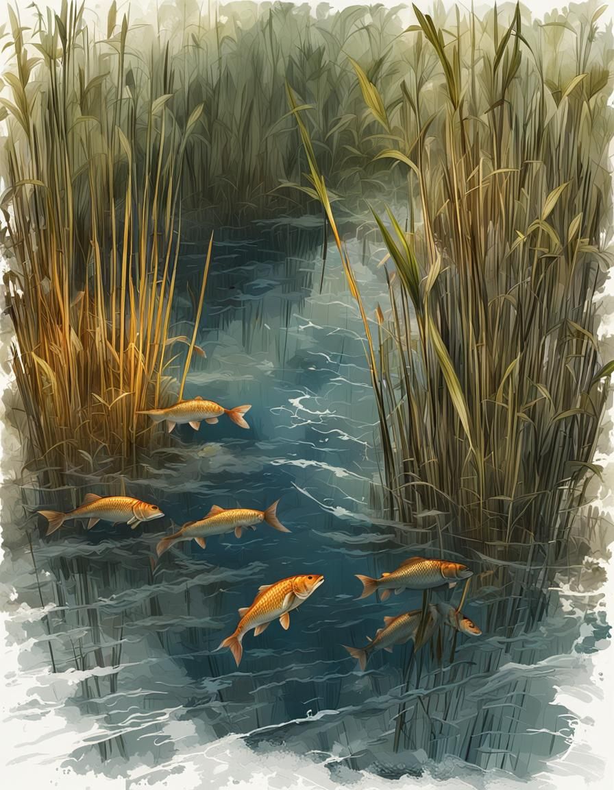 Carp in Summer Thunderstorm with Double Exposure