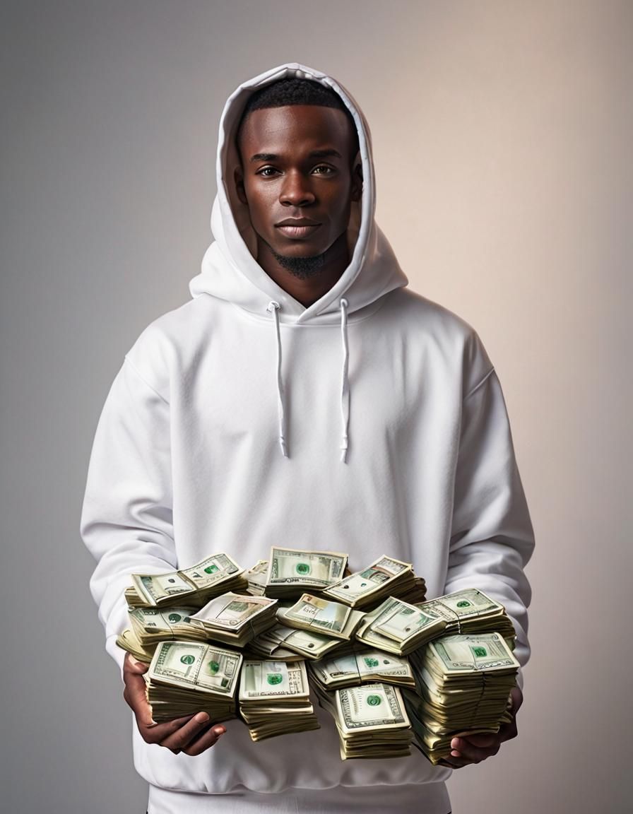 Person in Hoodie Holding Bundle of Money