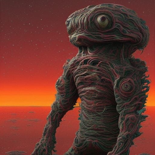 Bacon Golem: Existential Sci-Fi Art